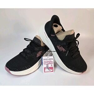 Skechers Hands Free Swift Fit No Bend Sneakers Black/Pink Memory Foam -  Size 10
